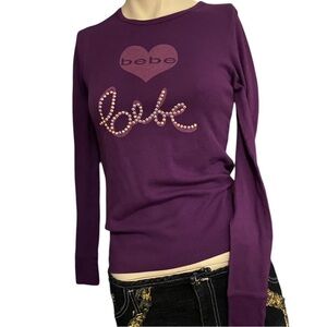 Bebe Deep Purple Long Sleeve Tee